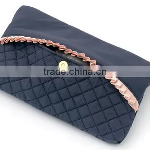 Quilted Cotton Cosmetic Pouch Bag for Girl, Custom Japan Style Canvas Makeup Bag, Soft Quilted Fabric Cosmetic Makeup Vanity Bag thumbnail-3