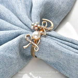 Lovers Metal Pearl Diamond Napkin Ring Holder for Valentine's Day thumbnail-2