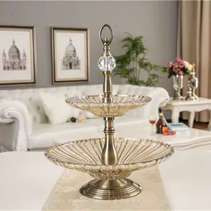 Wholesale Creative Glass Double Layer Fruit Snack Compote Bowl Beaded Pattern Dried Fruit Clear Candy Plate thumbnail-2