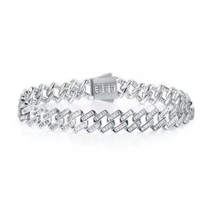 Width Bling CZ Miami Cuban Link Chain Bracelet Hip Hop Micro Pave 5A Clear Cubic Zirconia Cuban Jewelry For Men thumbnail-5