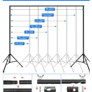Adjustable Photography Background Stand Photo Backdrop Stands Kit 10x8ft thumbnail-4