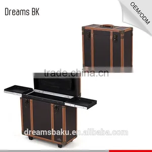 Professional Make-up Case, Hair Stylist Cosmetic Display Case With Trolley and Many Trays thumbnail-1