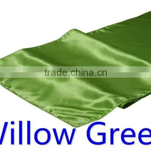 Hot Selling Ployester Satin Table Runner for Wedding Decoration, Willow Green Color thumbnail-1