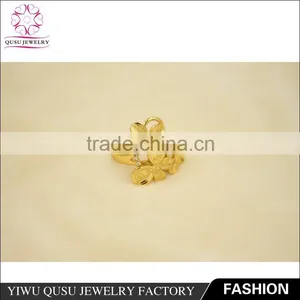 2015 Yiwu New Products Gold Plated Ring With Engrave Pattern and Two Big One Small Butterfly Shape thumbnail-3