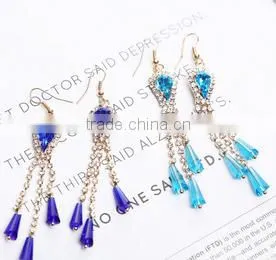 Latest Model Fashion Rhinestone Long Tassel Earrings thumbnail-2
