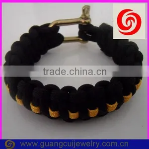 Fashion Stainless Steel Gold Clasp 550 Yellow in Black Survival Paracord Bracelet thumbnail-1