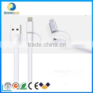 Popular REMAX Colorful 2.1A 2 IN 1 Phone Charger Cable Usb Cable With LED Lighting for Iphone Samsung thumbnail-1