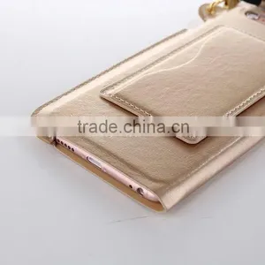 Luxury Metal pu Leather Case With Card Slot for Iphone 6splus Universal Thin Holder Full Back Cover With String for Iphone6 Plus thumbnail-5