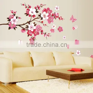 ZY6008 Cherry Blossom Wall Poster Waterproof Background Wall Sticker Stickers for Living Room Bedroom Cafe Home Decor Decal Deca thumbnail-1