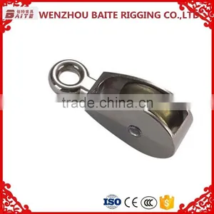 Zinc Alloy Nickel Plated China Manufacturer Small Single-wheel Pulley With Round Eye thumbnail-1