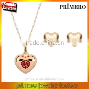 New Arrive Gold Plated Jewelry Fashion Cute Pretty Heart Necklace Earring Set TOP Quality thumbnail-1