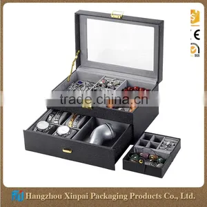 Custom Cheap Black Leather Jewelry Box thumbnail-1
