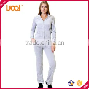 2016 China Sports Cheap Fashion Women Wholesale Velour Tracksuits With Hood for Lady thumbnail-1