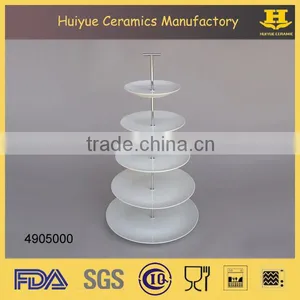 Ceramic Cake Stand, Cake Plate, 5 Tiers White Wedding Cup Cakes Stand Ceramic thumbnail-1