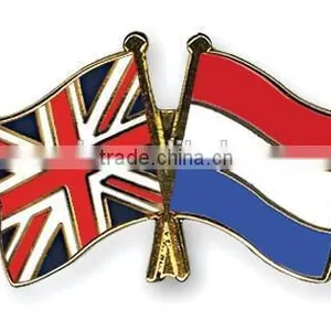 Hot Selling Custom Cross Double Flag Lapel Pin Badge thumbnail-3