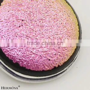 Big Stone Round Shape Pink Dichroic Glass Silver Gemstone Pendant thumbnail-2