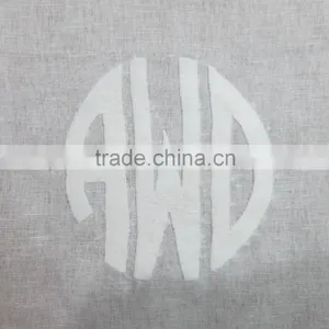 Monogram White Linen Table Runner With Natural Border thumbnail-2