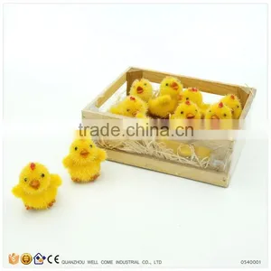 Polyresin Crafts in Wood Box Plush Chicken Toy thumbnail-3