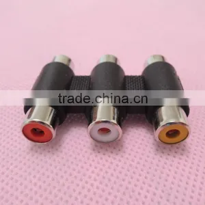 Audio System Black RCA Female to RCA Female Connector Adapter 3 to 3 thumbnail-1