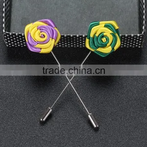 Men Rose Flower Lapel Stick Handmade Boutonniere Pin for Suit thumbnail-2