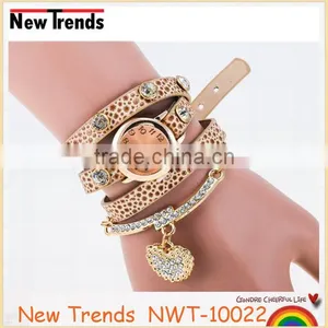 2016 Classical Heart Pendant Colorful Animal Print Leather Wrist Watch thumbnail-6