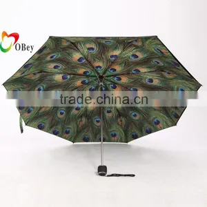 Double Layer Peacook Print uv Protection Folding Umbrella thumbnail-1
