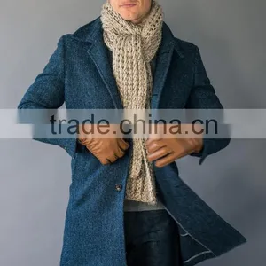 New Style 100% Cashmere Classic Blue Overcoat Wool Cashmere Men thumbnail-2