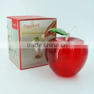 Lovely Wedding Door Gift Crystal Red Apple Coin Piggy Bank thumbnail-6