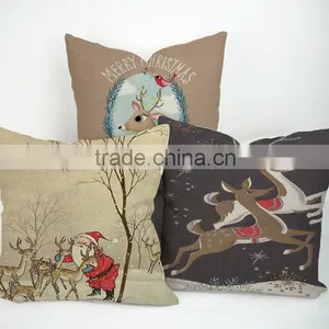 Best-selling Deer Printed Custom Plain Linen Cotton Pillow Cover thumbnail-5