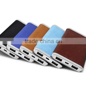 Leather Press Logo External Battery Charger True Leather Portable Power Bank With Free USB Cable For Phone Charger thumbnail-1