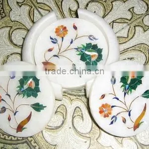 Marble Inlay Tea Coaster Set thumbnail-1