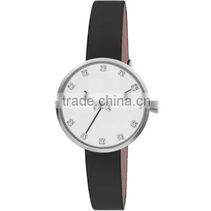 New Fashion Design Stainless Steel Case Real Leather Strap Wristwatch for Women thumbnail-5