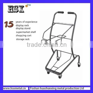 Foldable Spray Tennis / Supermarket Metal 2 Baskets Shopping Trolley thumbnail-2
