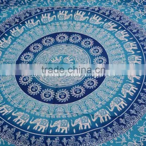 Indian Ombre Ethnic Elephant Hippie Mandala Wall Art Twin Cotton Boho Wall Hanging Tapestry thumbnail-2