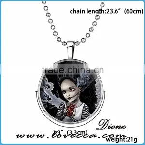Halloween Necklace Ghost Children Round Locket Glow in the Dark Pendant Halloween Decoration thumbnail-2