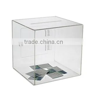 SourceOne Medium 8 Inch Premium Clear Acrylic Ballot Box Donation Box Cube thumbnail-1