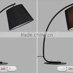 Modern Bow Shape Desk Lamp Metal Body With Fabric Lampshade Bedroom Study Room Living Room Table Lamp thumbnail-1