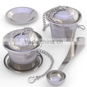 Stainless Steel Loose Leaf Tea Strainers Filter 2 Sets With Spoon thumbnail-1
