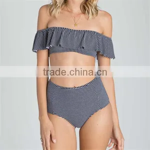Private Label Sexy Swimwear With Flounces Of Mature Women High Waist Bikini Swimwear 2016 thumbnail-1
