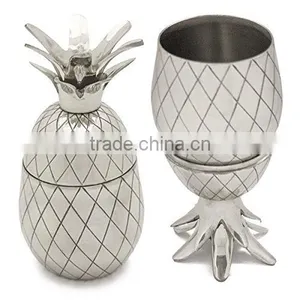 Pineapple Cocktail Shaker - Pineapple Tumbler in Silver - 16 Ounc thumbnail-1
