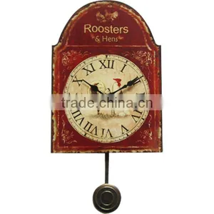 Vintage Metal Curved Decorative Wall Clock With Pendulum thumbnail-1