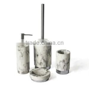 Chinese Ink Painting Black and White Marble Look Plain Concrete Toilet Washing Accessories thumbnail-2