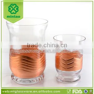 High Quality Glass Hurricane and Glass Candle Holder With Cooper thumbnail-1