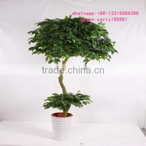 LXY082420 Two Layer Artificial Foliage Plants Wholesale Banyan Tree Bonsai Ficus Bonsai Tree thumbnail-1