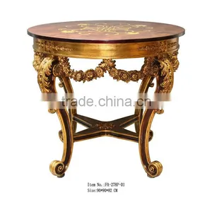 Living Room Traditional Round Shape Glass Top Center Table Design thumbnail-1