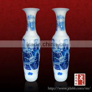 Modern Tall Blue and White Porcelain Vases Made in China thumbnail-1