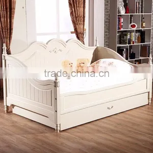 Handmade Pure White Classic European Style Floral Lounging Daybed With Big Drawers for Kids Bedroom BF11-09133a thumbnail-1