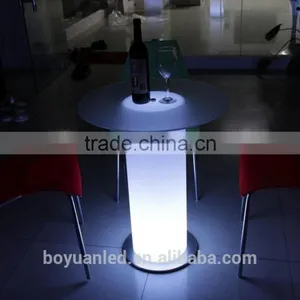Hots Sale Round Glass Top Center Rotating Dining Table With Led Light thumbnail-2