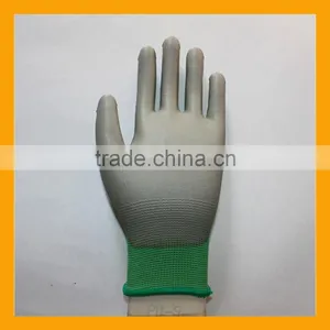 Customized Grey PU Coated Working Safety Polyester Gloves thumbnail-3