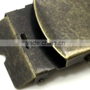 Antique Brass 1-1/2" Stamping Steel, Hot Sale Garment Cloth Metal Stamping Steel Military Belt Buckle With Tip thumbnail-4